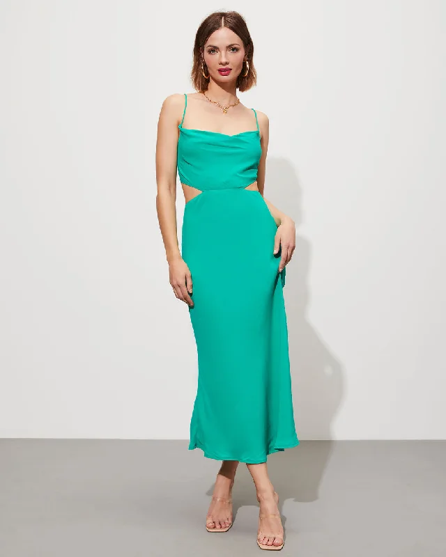 Midi Dresses for Formal Gatherings in Summer-Seraphine Cowl Neck Cutout Midi Dress