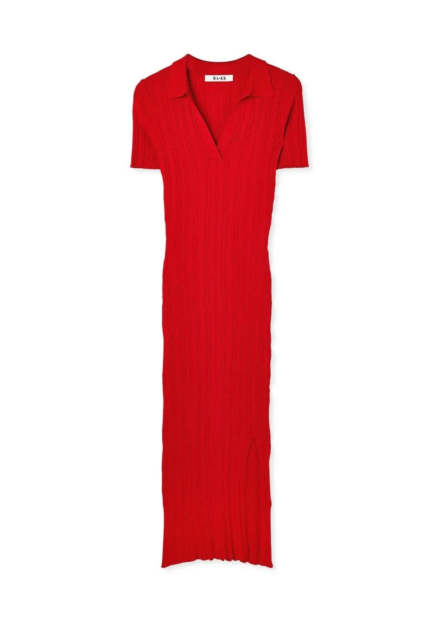 Midi Dresses with Flared Skirts for a Flirty Look-RED KNITTED COLLAR MIDI DRESS