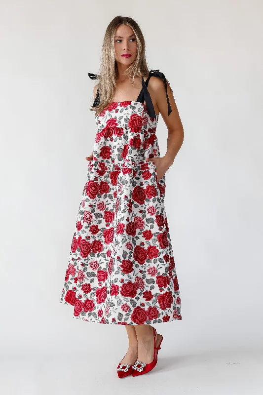 Midi Dresses for Special Birthday Parties-Berklyn Roses Jacquard Midi Dress - Final Sale