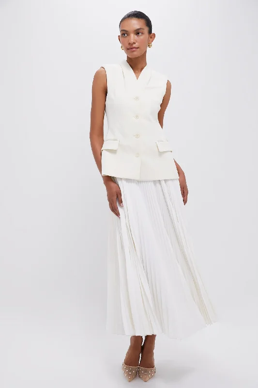 Midi Dresses for Day-to-Night Fashion-White Georgina Sleeveless Vest Midi Dress