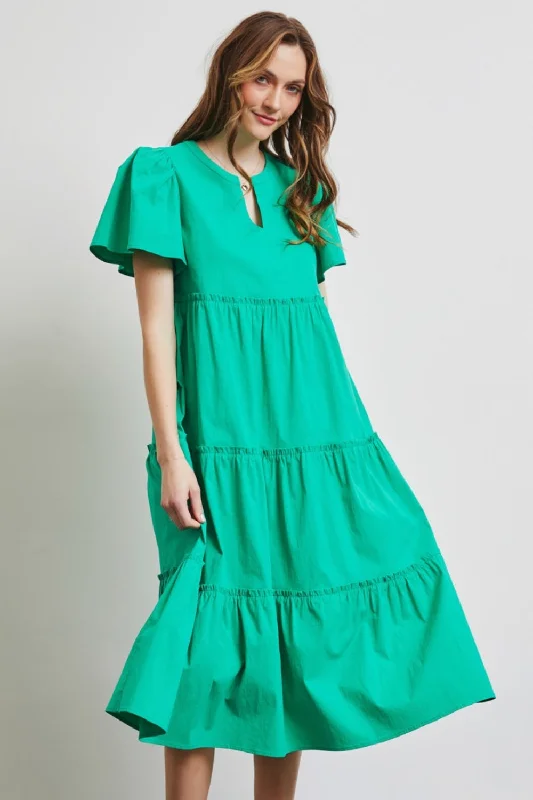 Midi Dresses for Holiday Gatherings in Spring-HEYSON Cotton Poplin Ruffled Tiered Midi Dress