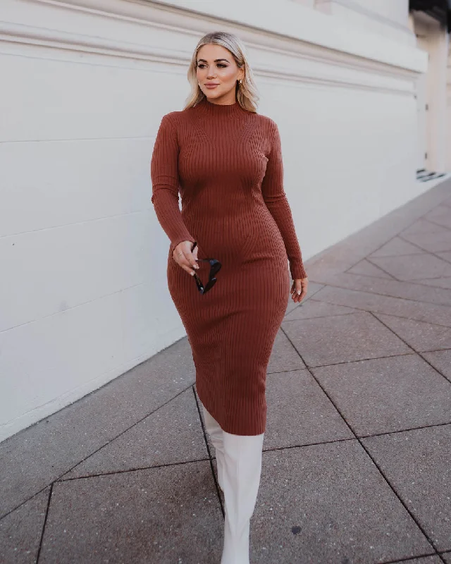 Midi Dresses with Pleated Hemlines for a Chic Look-Missy Long Sleeve Midi Sweater Dress