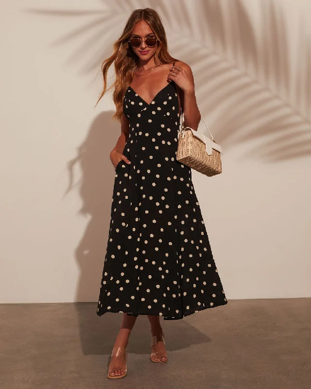 Midi Dresses with Colorful Patterns for Spring-Sicily Polka Dot Pocketed Midi Dress