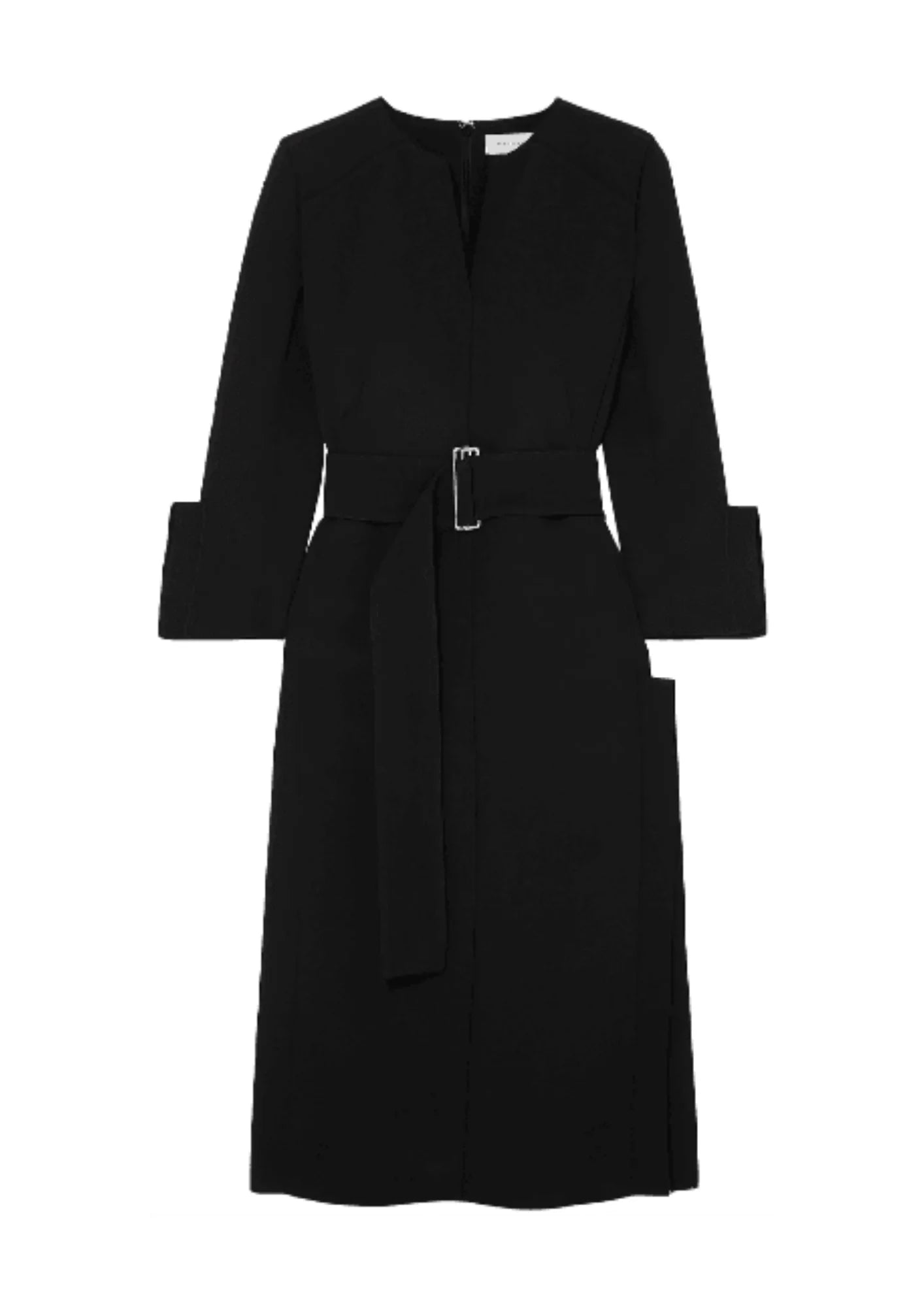 Midi Dresses for Fashionable Day Outfits in Winter-BLACK BELTED MIDI DRESS