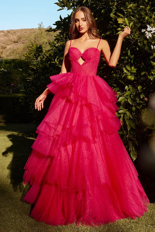 Evening Dress with Satin Bodice and Tulle Skirt-Andrea and Leo A1238 Dress