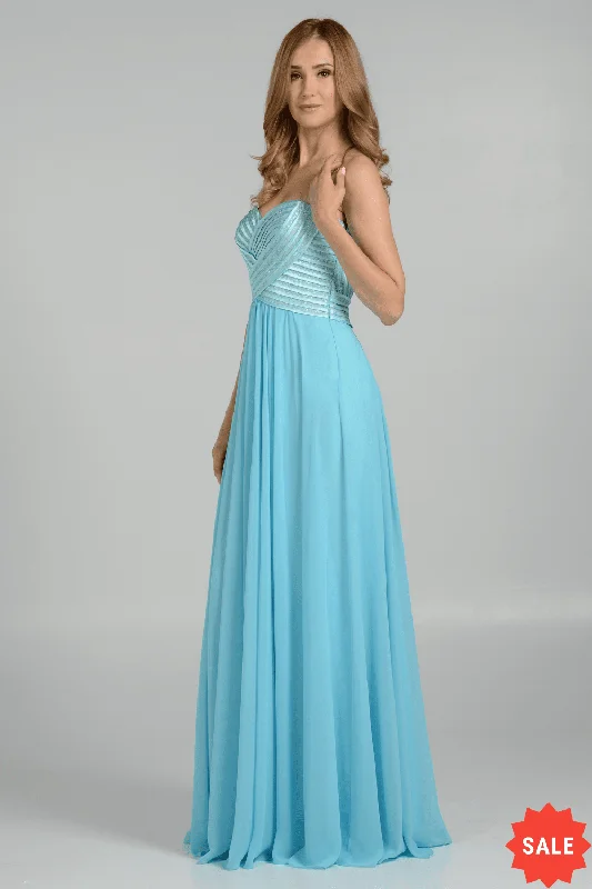 Evening Dress with Sheer Bodice and Skirt-Strapless Sweetheart Gown with Sequined Top by Poly USA 7714