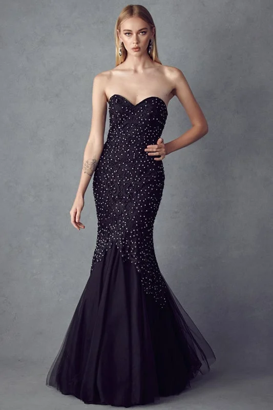 Evening Dress for Classic Style-Embroidered Strapless Mermaid Dress by Juliet 644