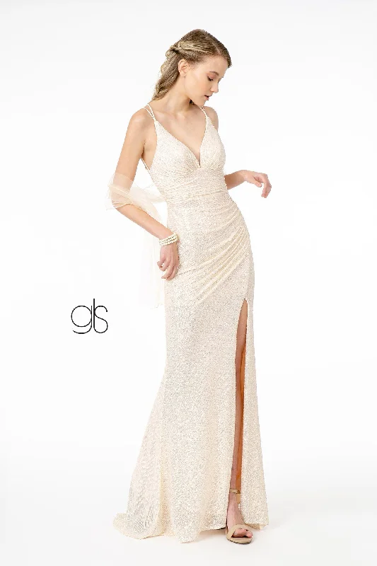 Evening Dress for Glamorous Evening-Fitted Long Sequin Dress with Corset Back by Elizabeth K GL1814