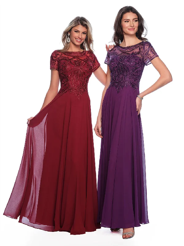 Evening Dress with Satin Ruffle Layers-Long Evening Dress by Dave and Johnny A9071