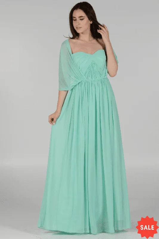 Evening Dress with Lace Bodice and Skirt-Long Convertible Chiffon Dress by Poly USA 7156