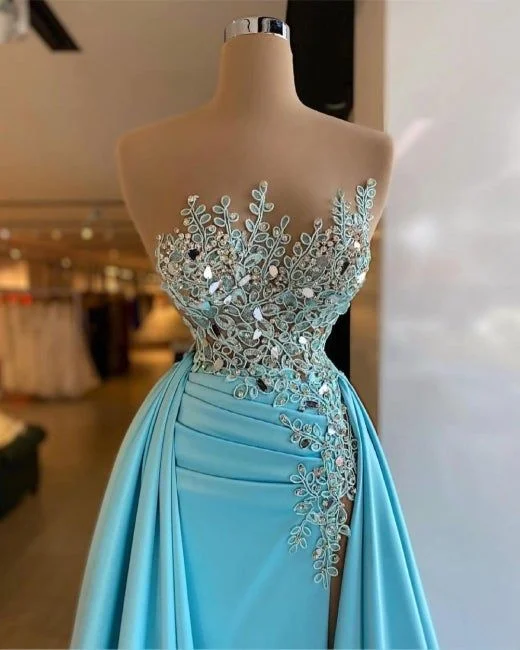 Evening Dress for Fashion Gala-Sexy Sleeveless Sparkly Sequins Mermaid Prom Dress with Train C2183