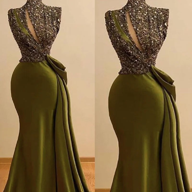 Evening Dress with Lace Bodice and Mesh-sparkly prom dresses, mermaid prom dresses, arabic prom dresses, green prom dresses, keyhole prom dresses, mermaid evening dresses C2203