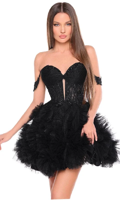 Luxury Sequin Long Party Dress-Amarra 88064 - Off Shoulder Ruffled Cocktail Dress