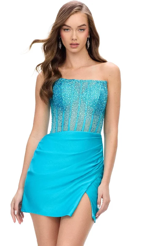 Shiny Glitter Long Party Dress-Ashley Lauren 4686 - Beaded Corset Cocktail Dress