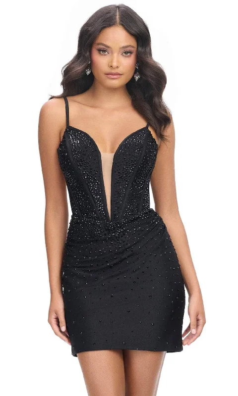 Ashley Lauren 4693 - Plunging Sheath Cocktail Dress