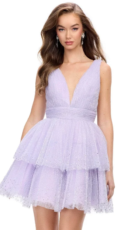 Sexy Long Party Dress-Ashley Lauren 4695 - Short V-Neck Cocktail Dress