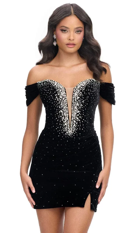 Long Sequin Mermaid Party Dress-Ashley Lauren 4711 - Sheer Insert V-Neck Cocktail dress