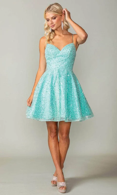 Elegant Blue Long Party Dress-Dancing Queen 3359 - Sequin A-Line Cocktail Dress