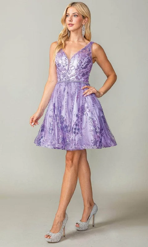 Luxe Silk Tulle Long Party Dress-Dancing Queen 3364 - Sleeveless Glitter Cocktail Dress