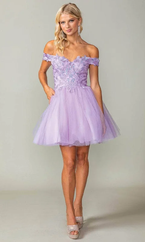 Layered Tulle Long Party Dress-Dancing Queen 3373 - Tulle Embroidered Cocktail Dress