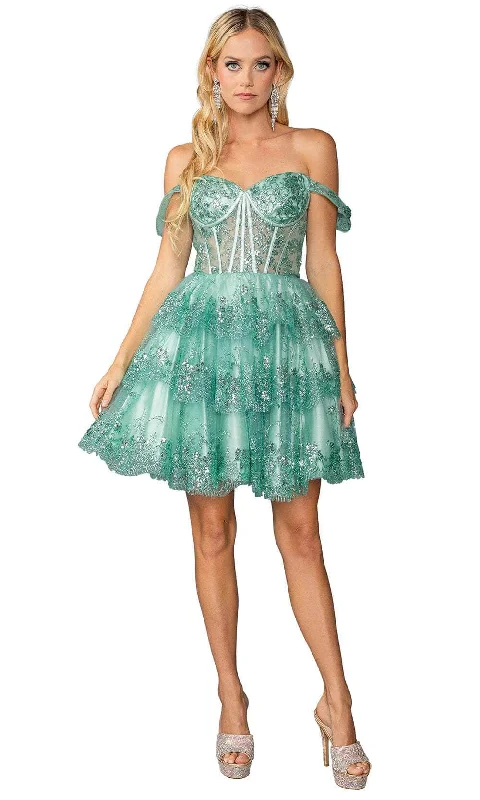 Dancing Queen 3400 - Tiered Off Shoulder Cocktail Dress