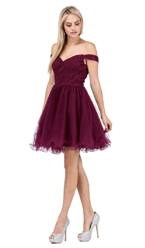 Dancing Queen - Jeweled Lace Off Shoulder Cocktail Dress 3070