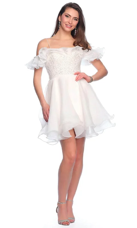 Dave & Johnny 11201 - Ruffled Straight Across Cocktail Dress