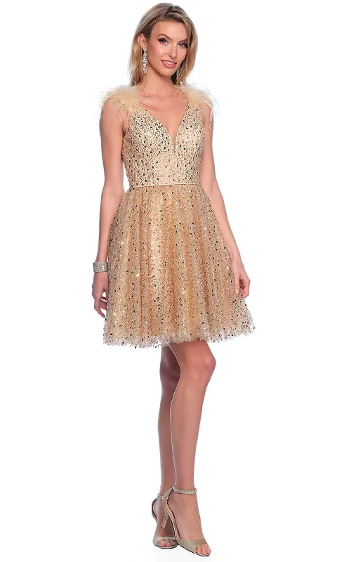 Dave & Johnny 11227 - Allover Sequin V-Neck Cocktail Dress