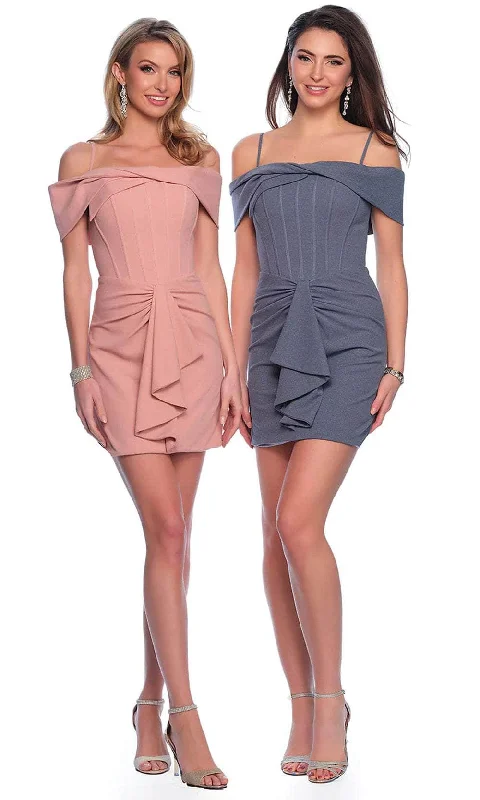 Backless Long Party Dress-Dave & Johnny 11807 - Off Shoulder Peplum Cocktail Dress