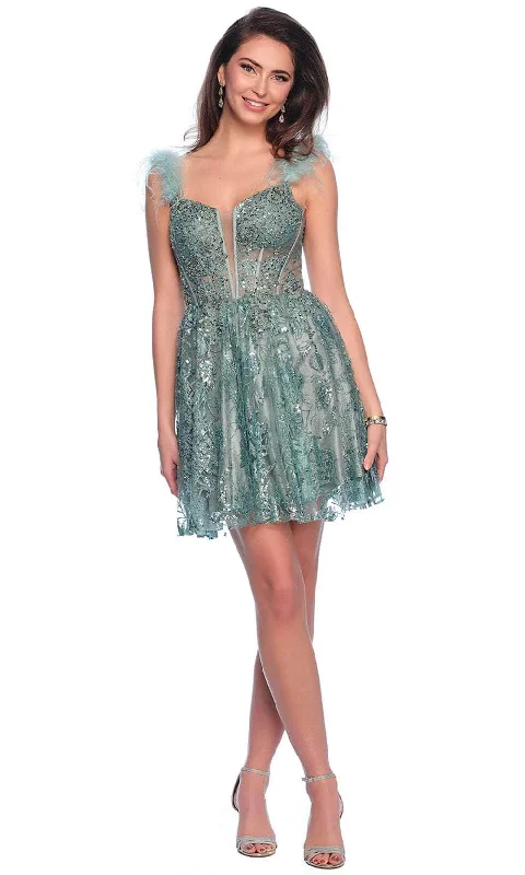 Vintage Off-Shoulder Long Party Dress-Dave & Johnny 11908 - Sequin Embellished Corset Bodice Cocktail Dress