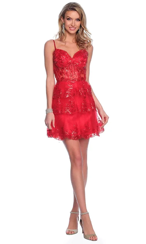 Dave & Johnny 12052 - Sequined Sweetheart Neck Cocktail Dress