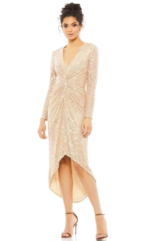 Crystal Long Party Dress-Ieena Duggal - 26549I Sequin High Low Dress