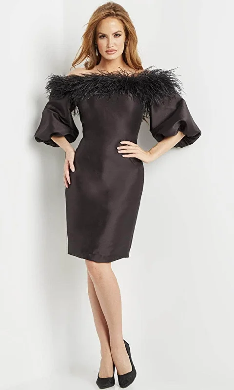 Jovani 08211SC - Feather Detailed Cocktail Dress