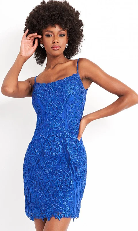 Soft Sequin Long Party Dress-JVN by Jovani - JVN04521 Embroidered Scoop Neck Fitted Dress