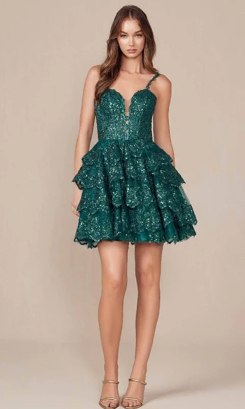 Nox Anabel E914 - Sequins Ruffles Cocktail Dress