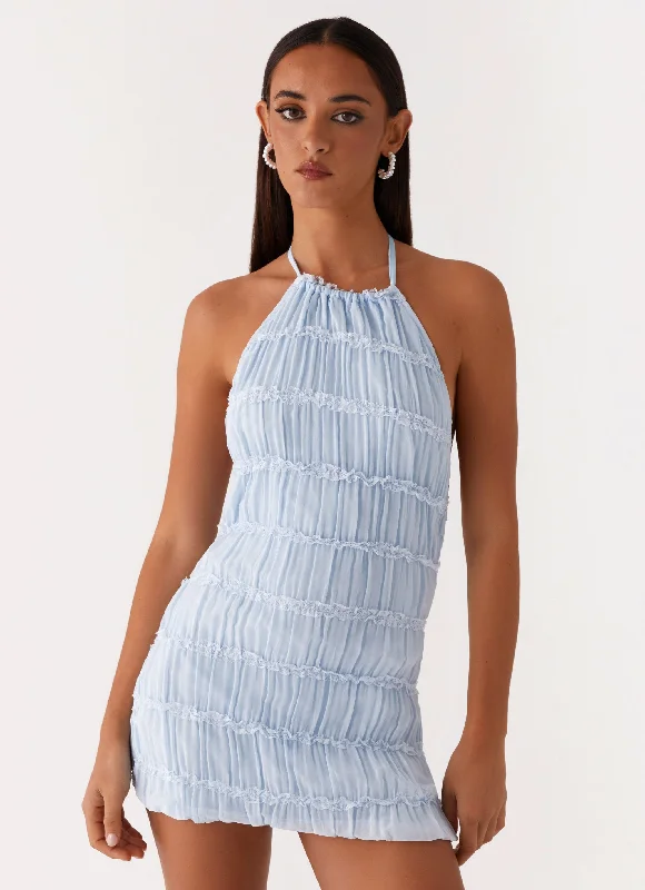 Mini Dresses for Travel Outfits -Aullie Mini Dress - Blue