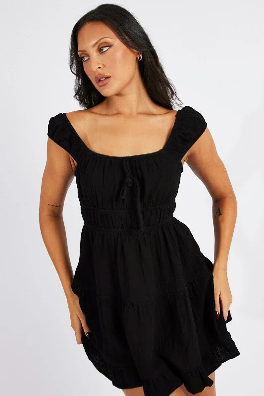 Mini Dresses for Luxe Fashion -Black Fit And Flare Dress Mini