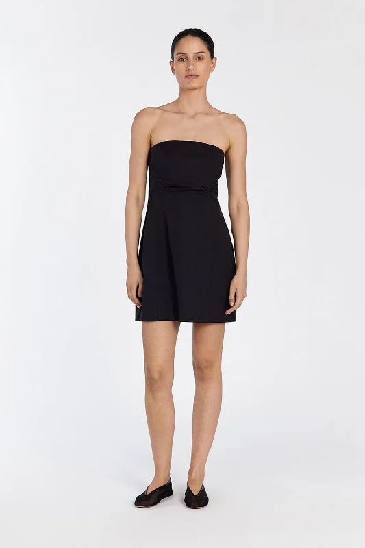 Mini Dresses with Tulle Skirt Detail -FRANCES BLACK STRAPLESS MINI DRESS