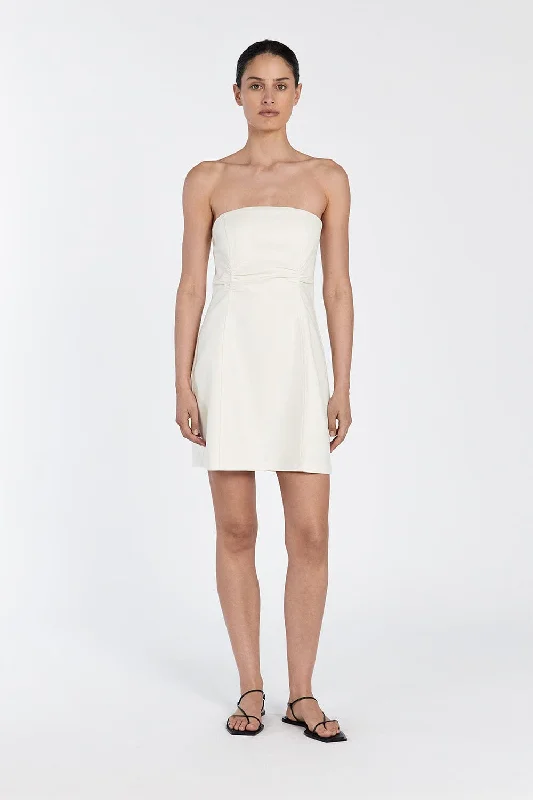 Mini Dresses with Flared Skirt -FRANCES CREAM STRAPLESS MINI DRESS