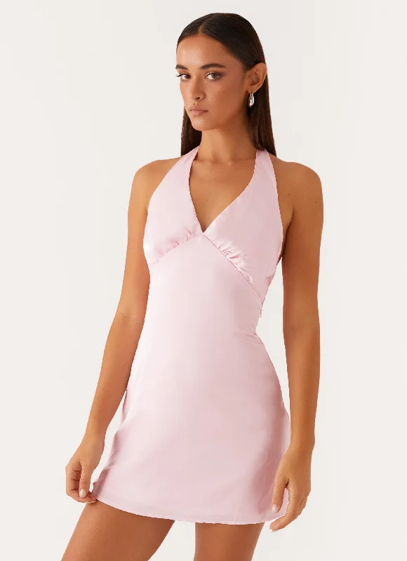 Mini Dresses for Night-time Parties -Heavy Hearted Mini Dress - Pink