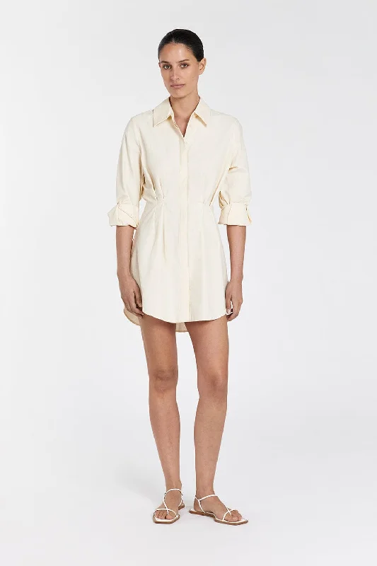 Mini Dresses with Dotted Detail -RACHEL BUTTER SHIRT MINI DRESS