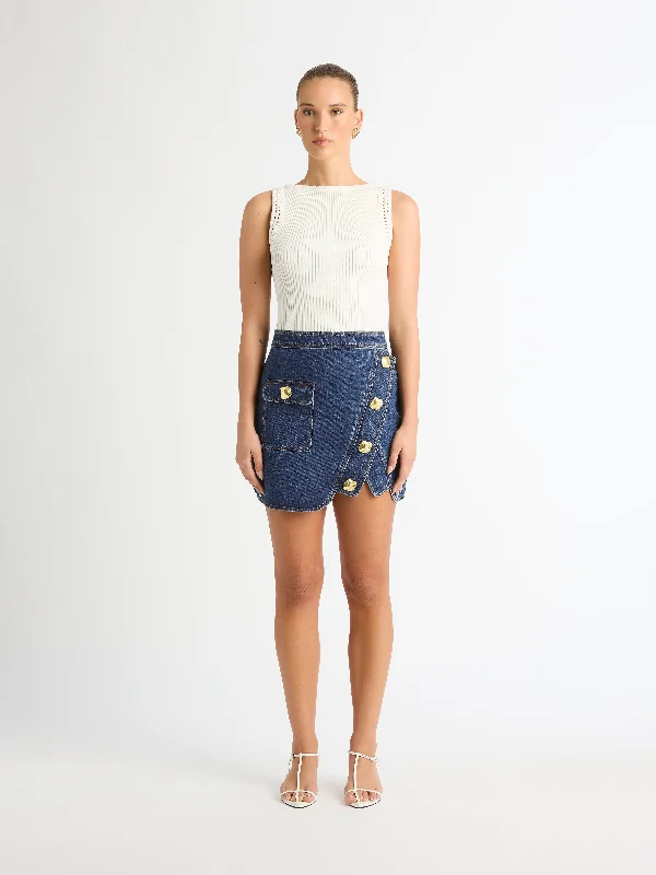 Mini Dresses with Embroidered Skirt -REPUBLIC MINI SKIRT