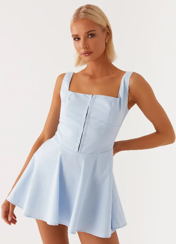 Mini Dresses with Side Slit -The Isle Mini Dress - Blue